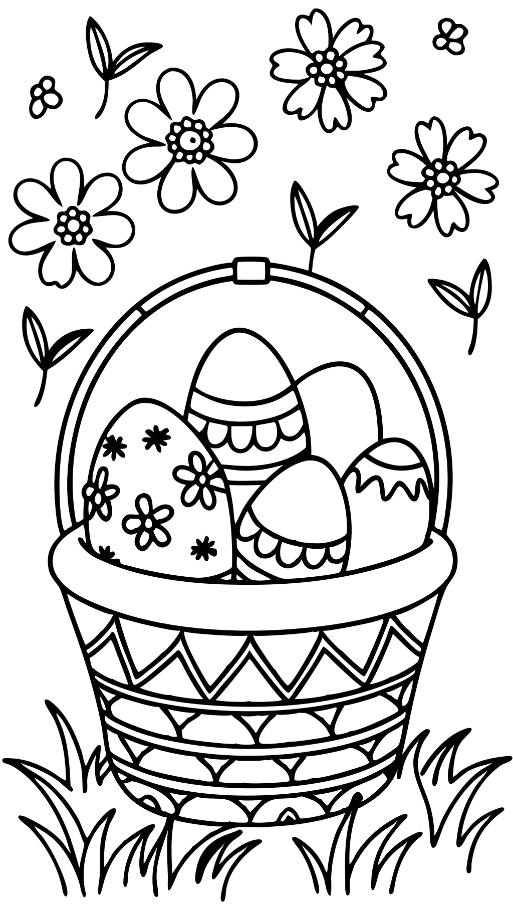 easter eggs in a basket coloring pages